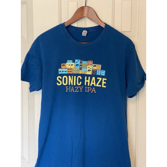Sonic Haze Hazy IPA Blue Short Sleeve T-Shirt Men's L Starr Hill Brewery - Picture 3 of 6
